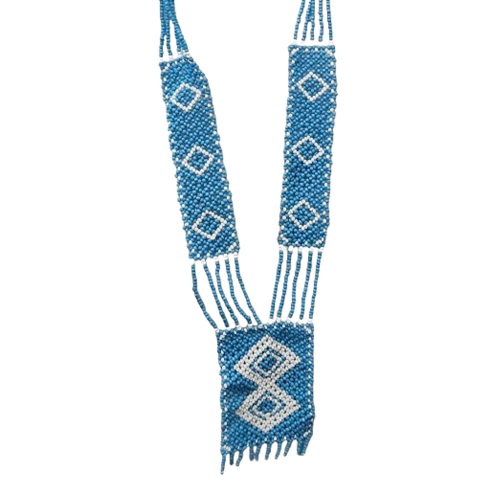 Vtg Native American Navajo Tapestry Carpet Loom Seed Bead  Necklace
